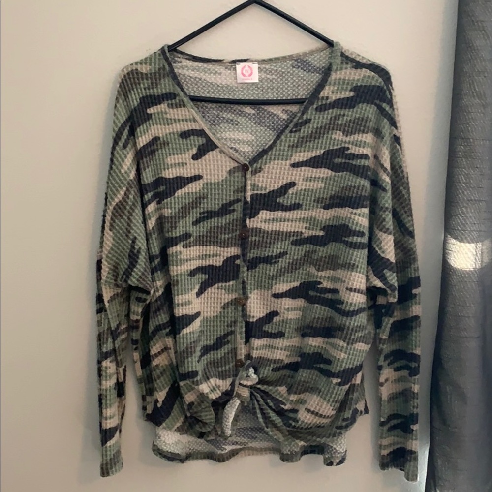 Wanna B Camo Button Down Long Sleeve